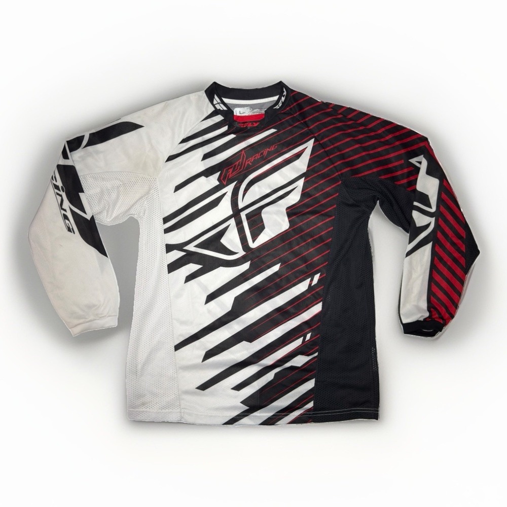 FLY Racing Motocross Jersey MX ATV Off Road Long Sleeve Black Red White L